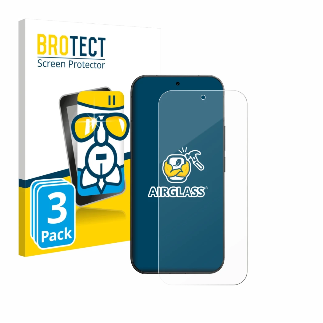 Front side of a product packaging with the brand logo BROTECT. Next to it is the device Vivo V70 shown with the corresponding 