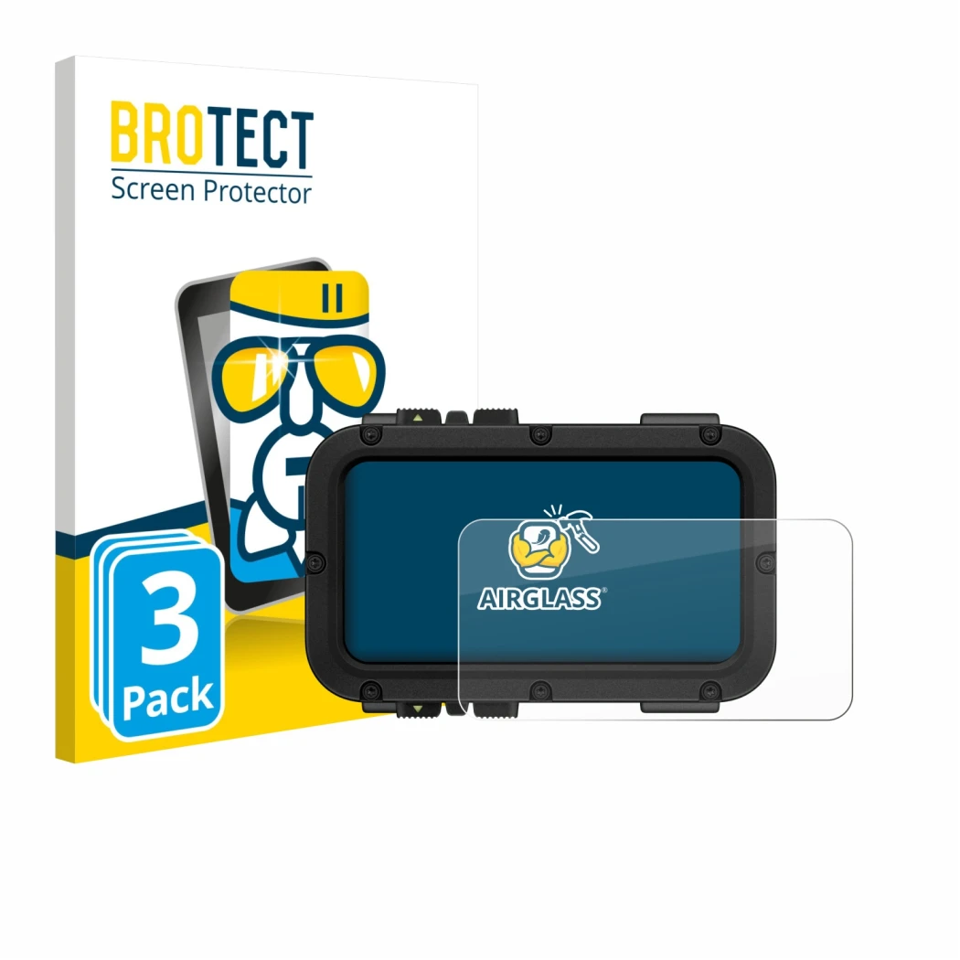 Front side of a product packaging with the brand logo BROTECT. Next to it is the device Suunto Nautic shown with the correspon