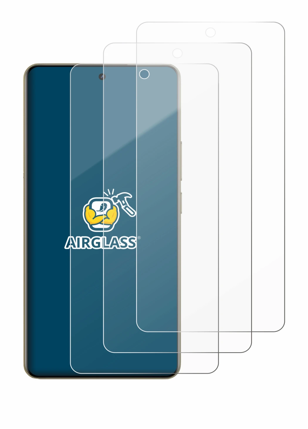 Image of the device realme 16 with a wide variety of screen protectors.