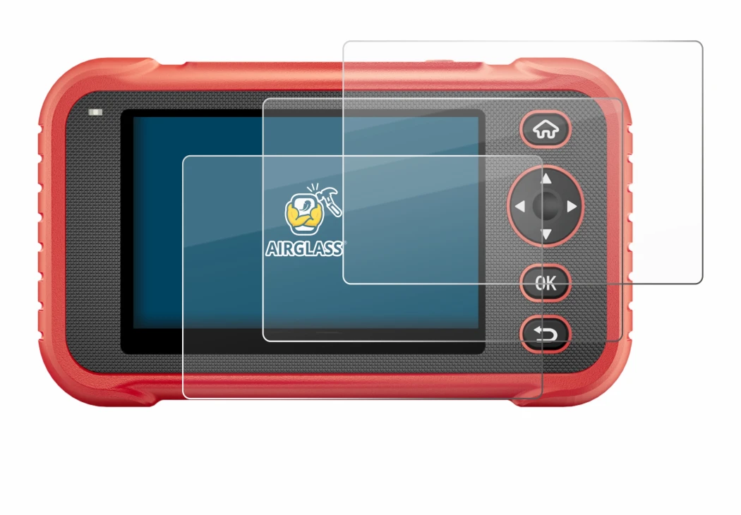 Image of the device Launch CRP129E Plus with a wide variety of screen protectors.