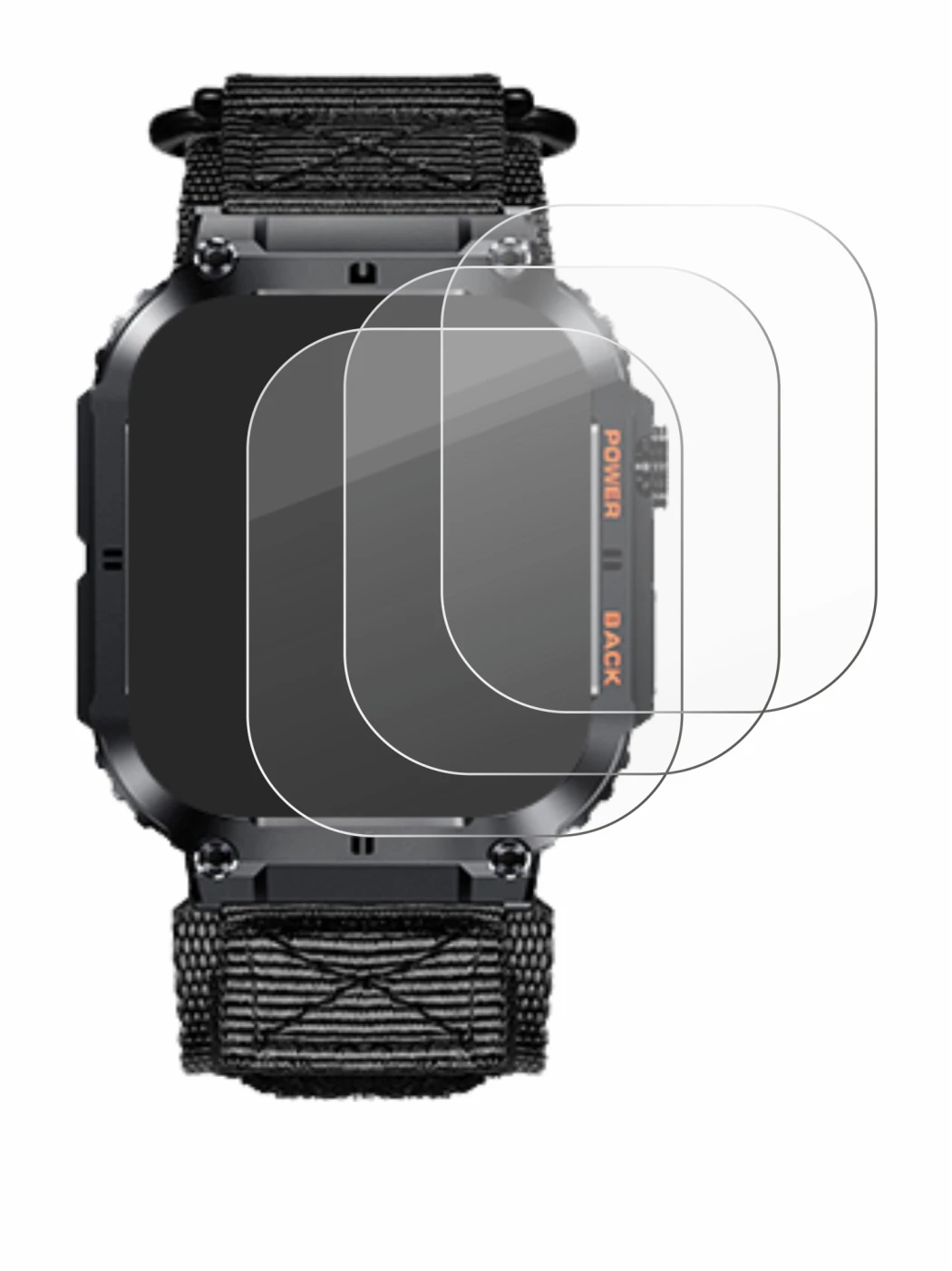 Image of the device Megalith K57PRO with a wide variety of screen protectors.