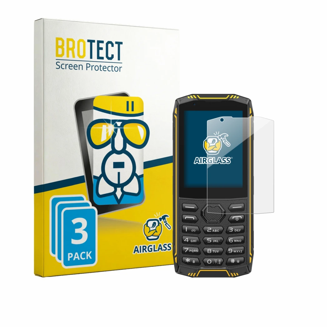 Front side of a product packaging with the brand logo BROTECT. Next to it is the device Ulefone Armor Mini 5 shown with the co