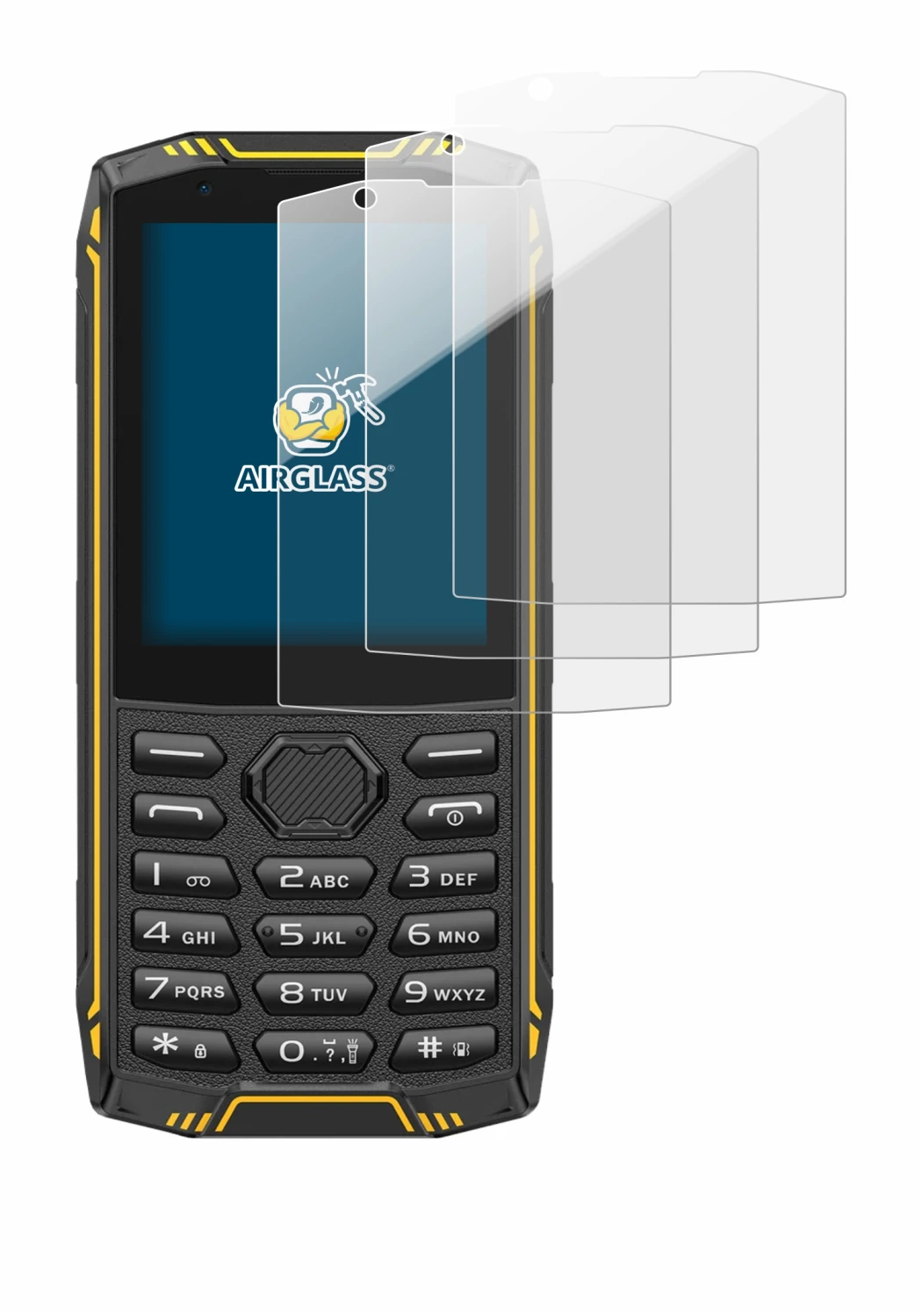 Image of the device Ulefone Armor Mini 5 with a wide variety of screen protectors.