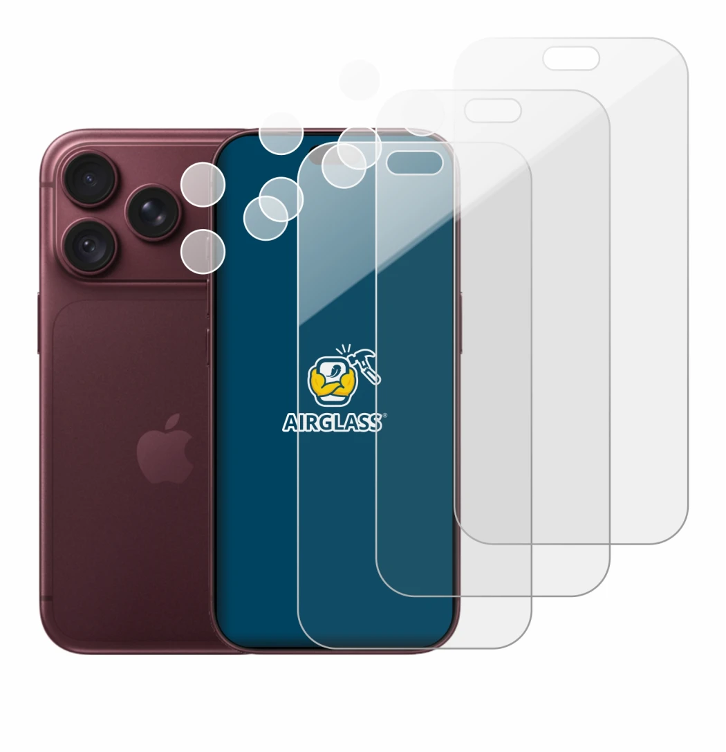 Image of the device Apple iPhone 18 Pro (Front+Camera) with a wide variety of screen protectors.