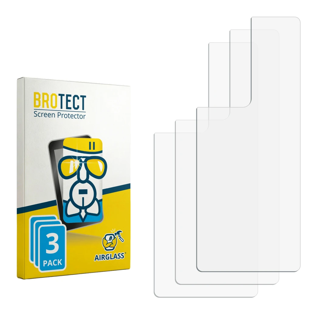 Front side of a product packaging with the brand logo BROTECT. Next to it is the corresponding screen protector.