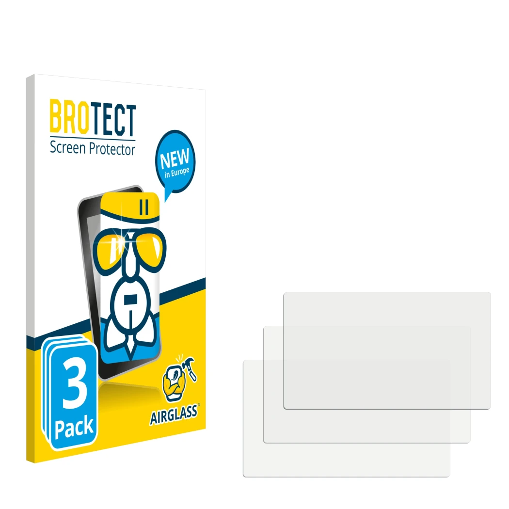 Front side of a product packaging with the brand logo BROTECT. Next to it is the corresponding screen protector.