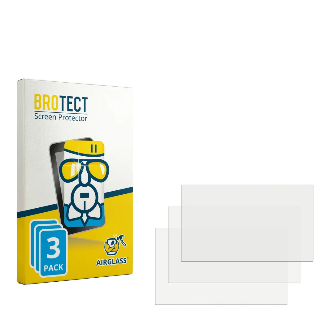 Front side of a product packaging with the brand logo BROTECT. Next to it is the corresponding screen protector.