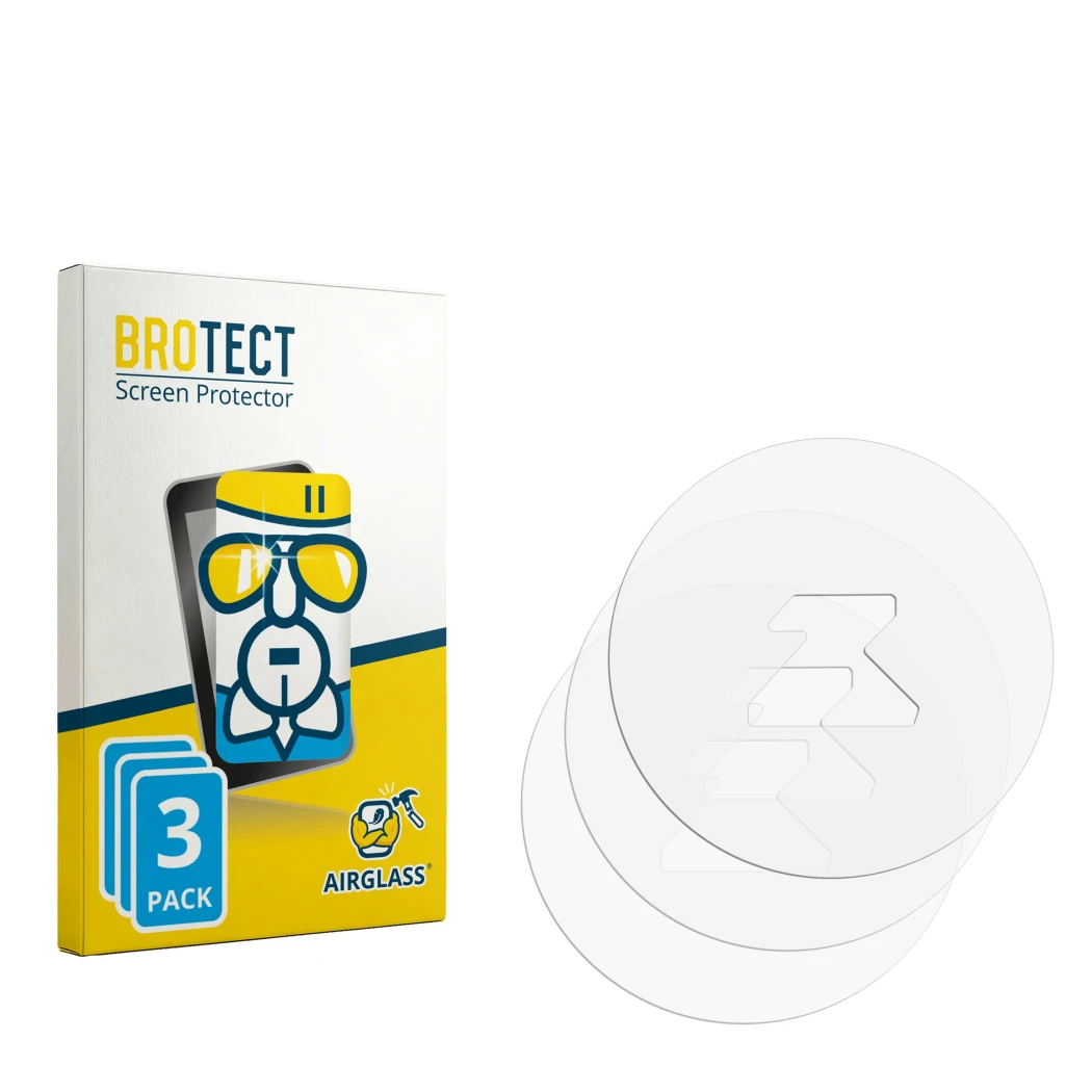 Front side of a product packaging with the brand logo BROTECT. Next to it is the corresponding screen protector.