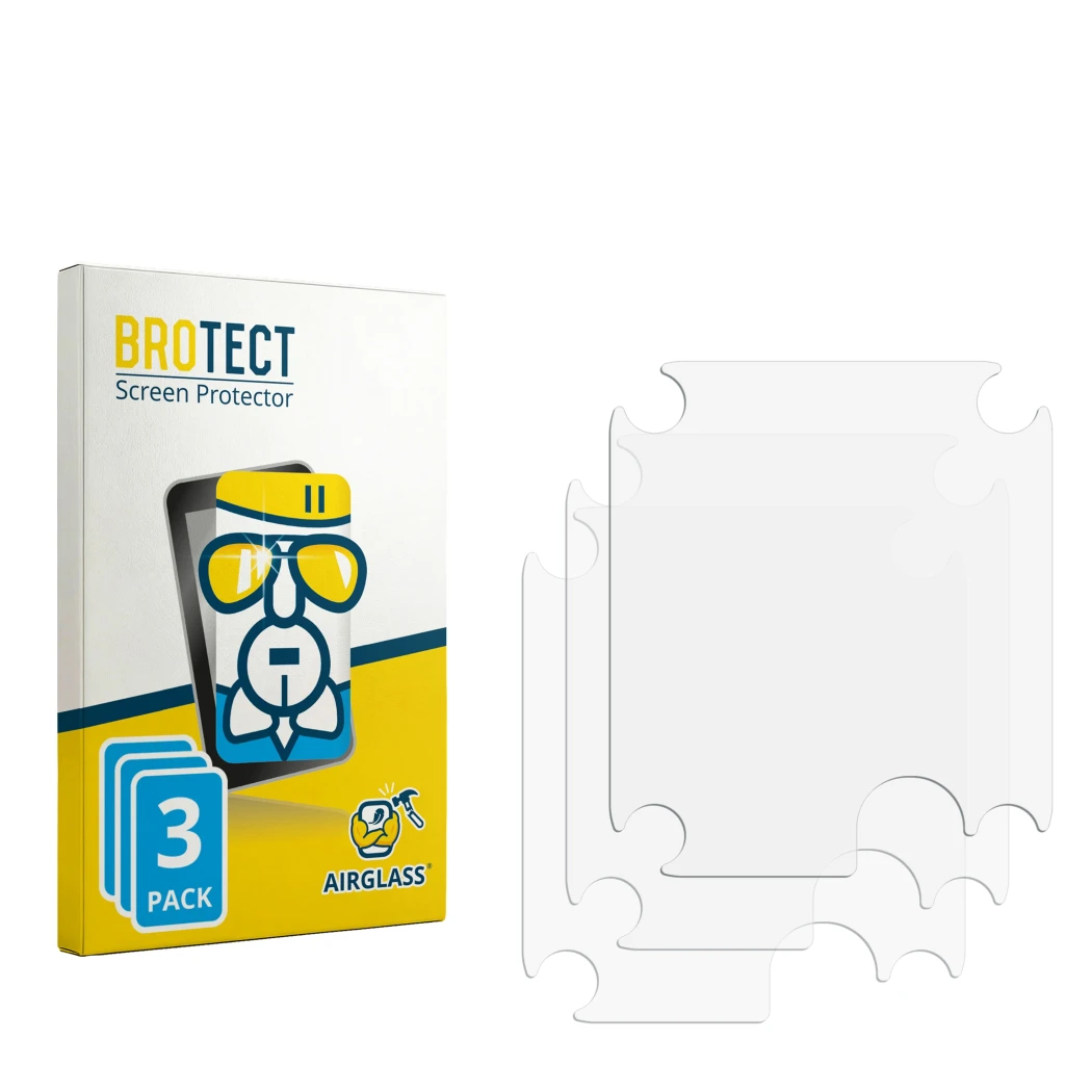 Front side of a product packaging with the brand logo BROTECT. Next to it is the corresponding screen protector.
