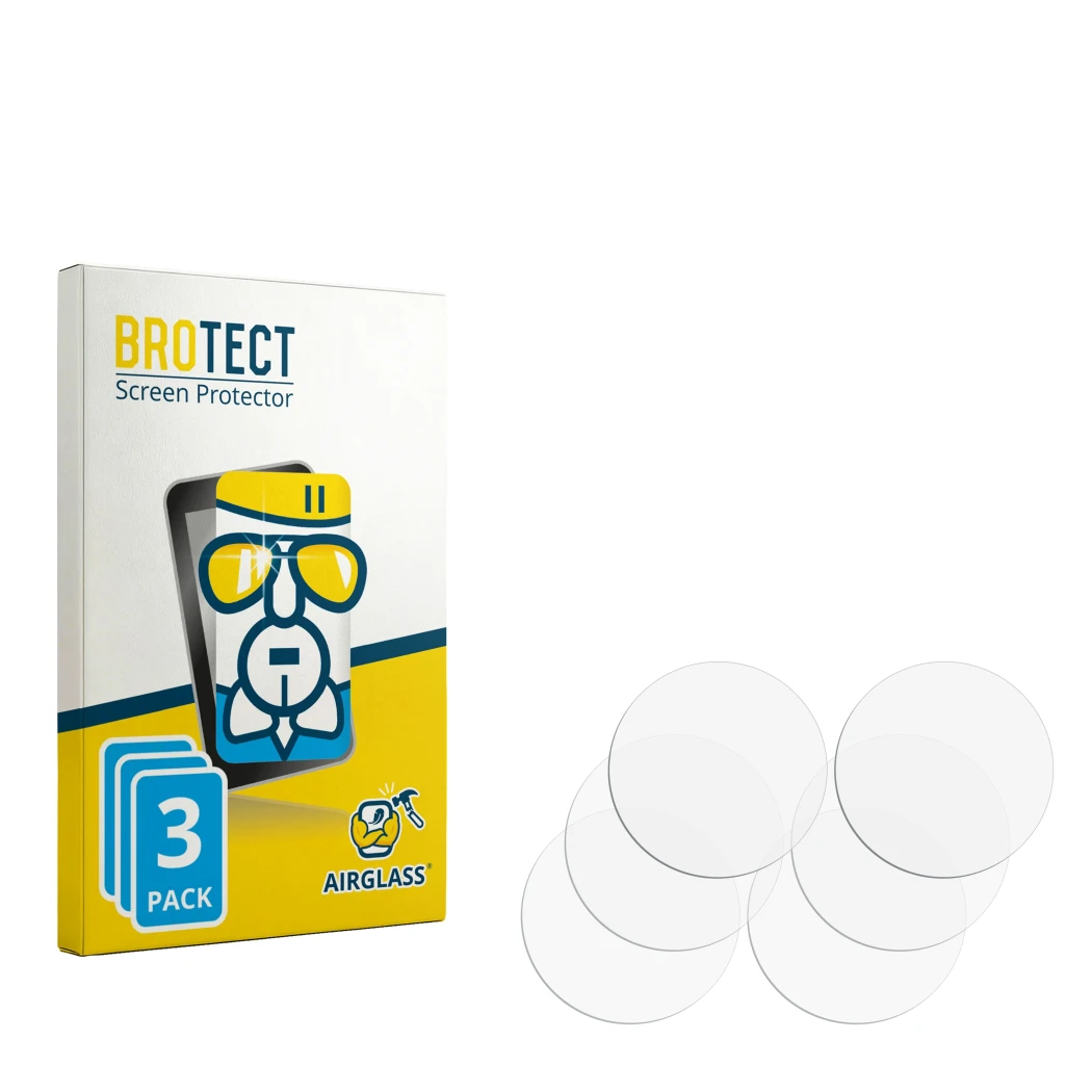 Front side of a product packaging with the brand logo BROTECT. Next to it is the corresponding screen protector.
