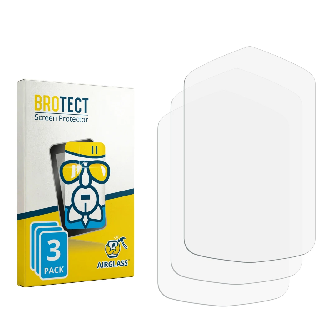 Front side of a product packaging with the brand logo BROTECT. Next to it is the corresponding screen protector.