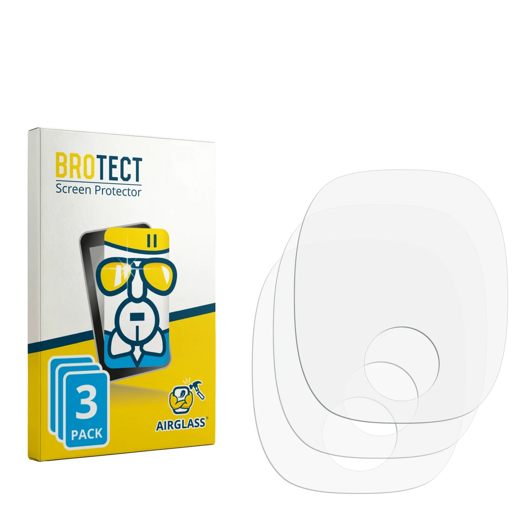 Front side of a product packaging with the brand logo BROTECT. Next to it is the corresponding screen protector.