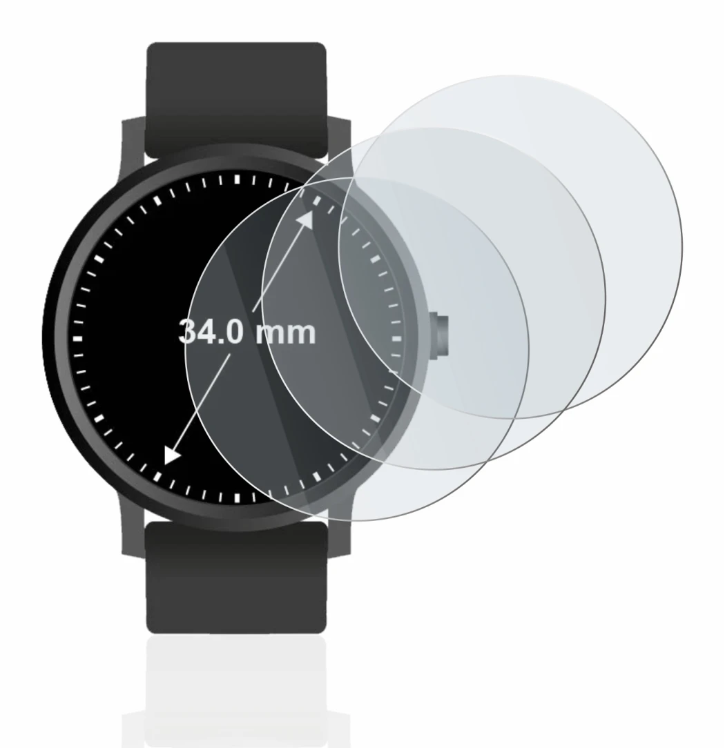 Image of the device Watches (Circular, ø: 34 mm) with a wide variety of screen protectors.