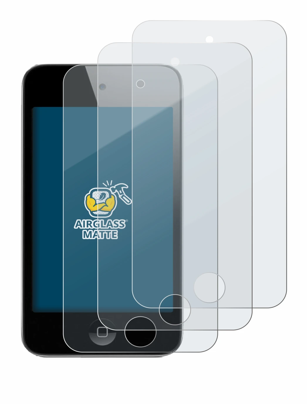 Image of the device Apple iPod Touch (4th Gen.) with a wide variety of screen protectors.
