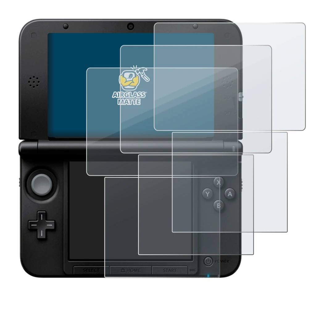 Image of the device Nintendo 3DS XL SPM7800 with a wide variety of screen protectors.