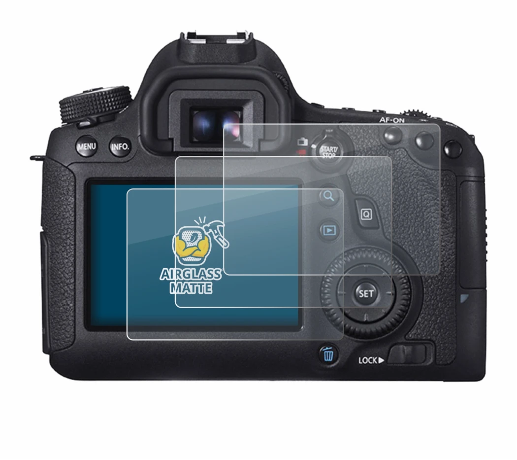 Image of the device Canon EOS 6D with a wide variety of screen protectors.