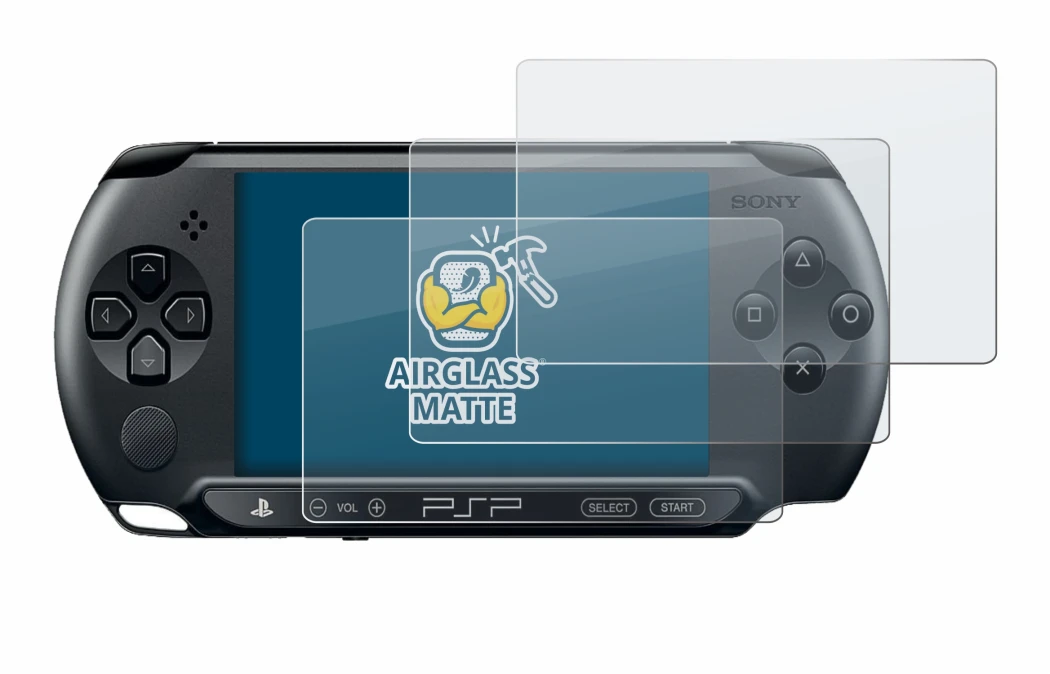 Image of the device Sony PSP 1004 with a wide variety of screen protectors.
