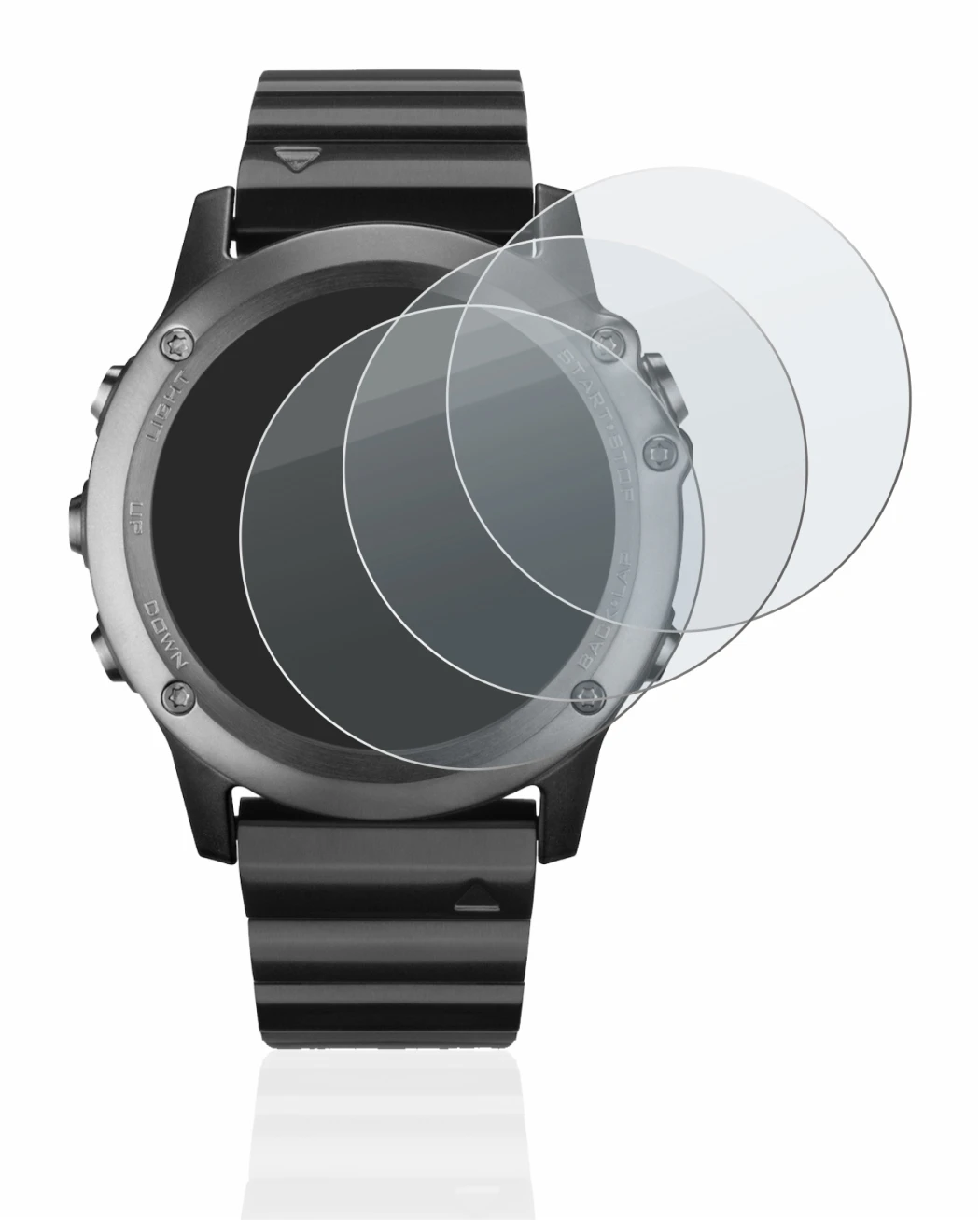 Image of the device Garmin Fenix 3 with a wide variety of screen protectors.