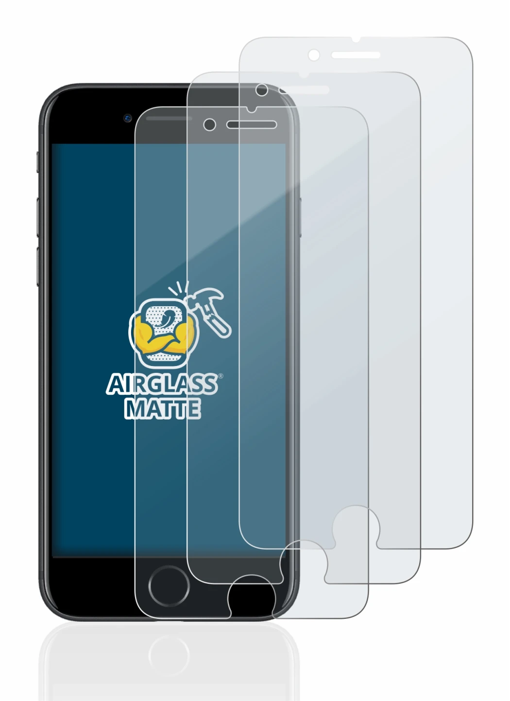 Image of the device Apple iPhone 7 with a wide variety of screen protectors.