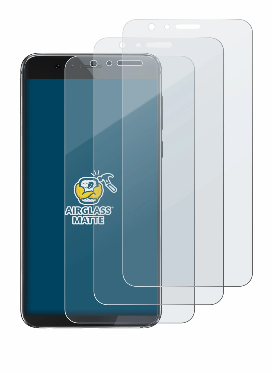 Image of the device Honor 8 with a wide variety of screen protectors.