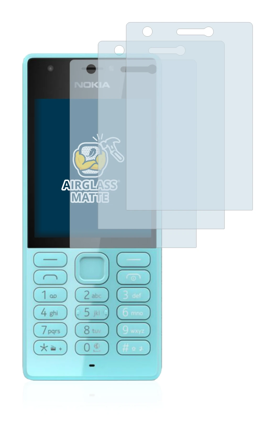 Image of the device Nokia 216 with a wide variety of screen protectors.