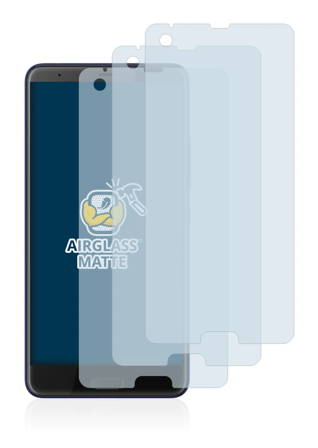 Image of the device HTC U Ultra with a wide variety of screen protectors.