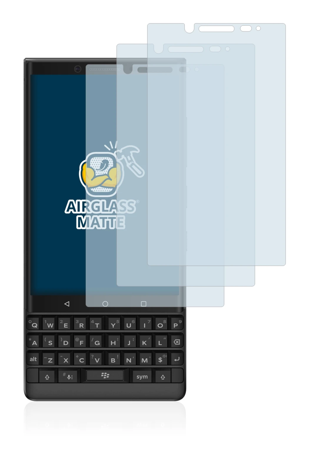 Image of the device BlackBerry Key2 with a wide variety of screen protectors.