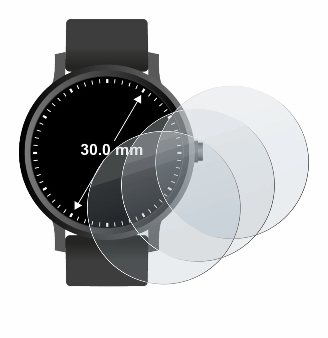 Image of the device Circular Displays (ø: 30 mm) with a wide variety of screen protectors.