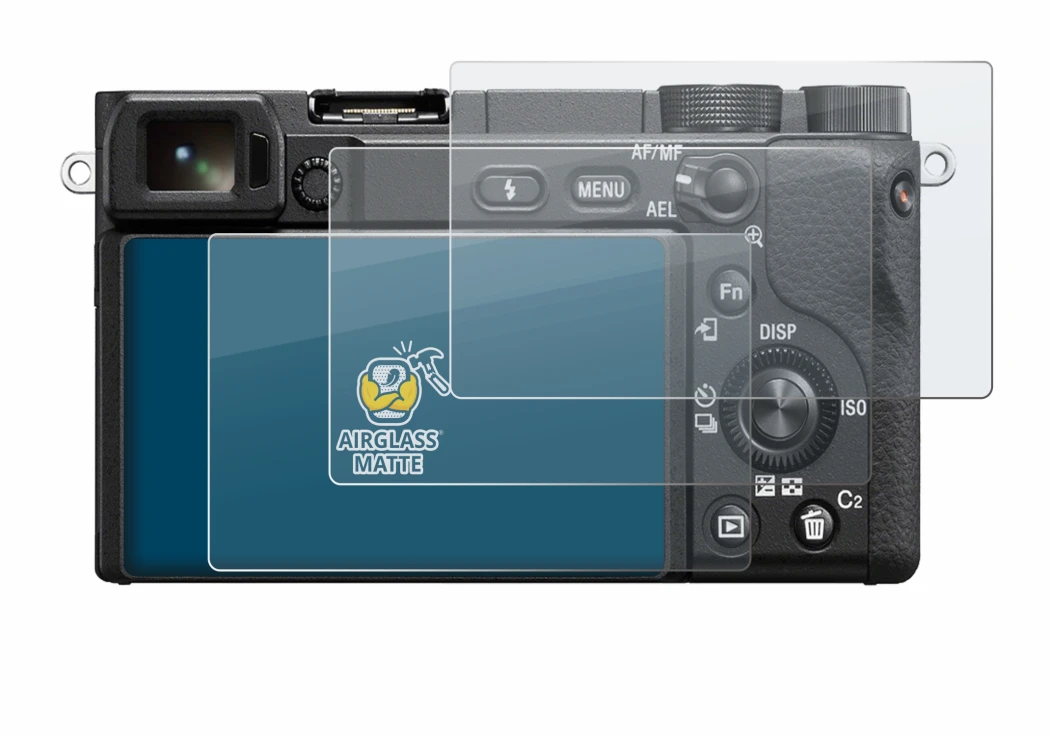 Image of the device Sony Alpha 6400 with a wide variety of screen protectors.