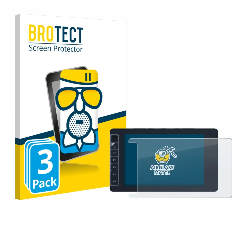 Front side of a product packaging with the brand logo BROTECT. Next to it is the device SmallHD 703 Bolt Wireless Monitor show