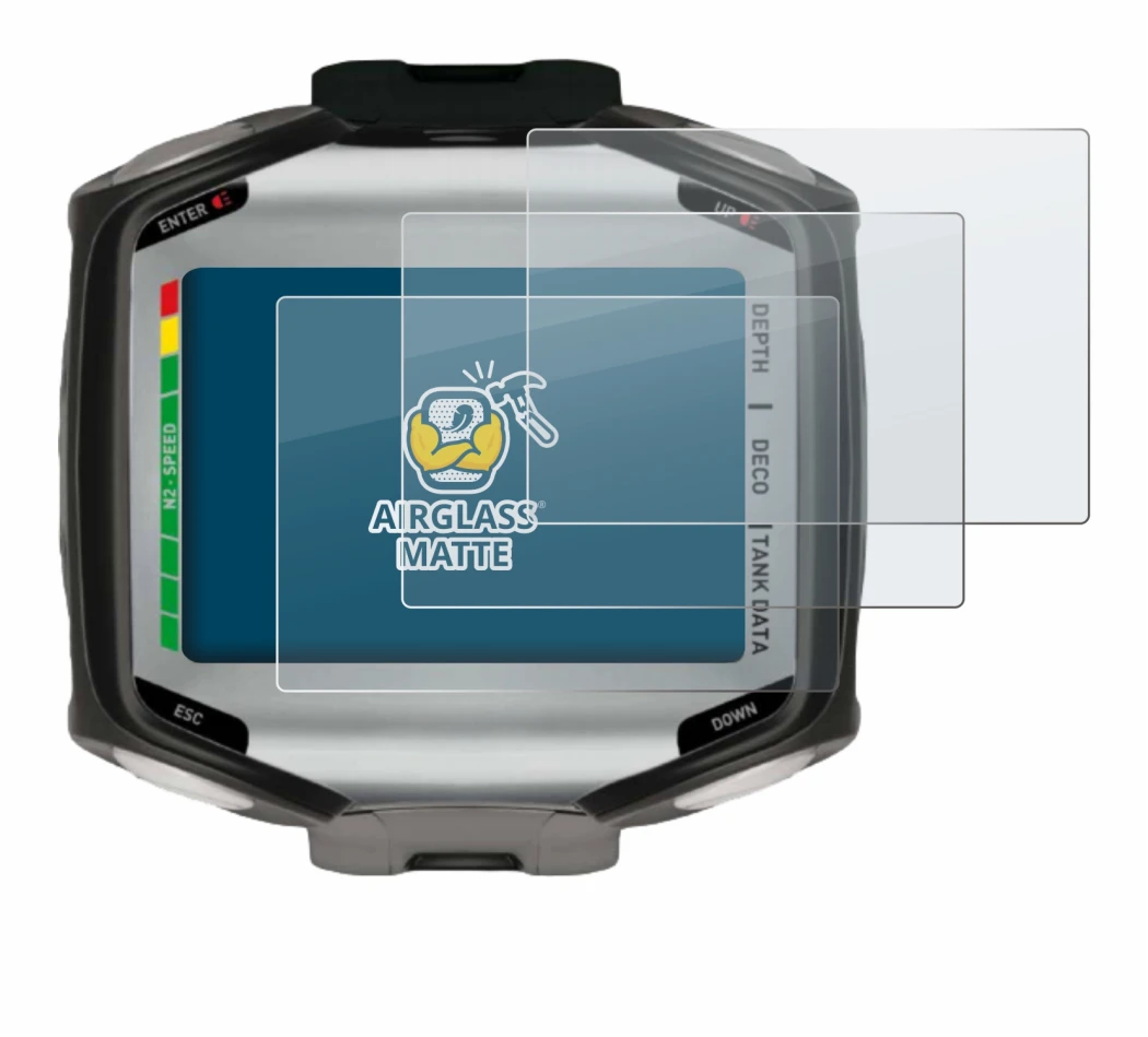 Image of the device Mares Quad with a wide variety of screen protectors.
