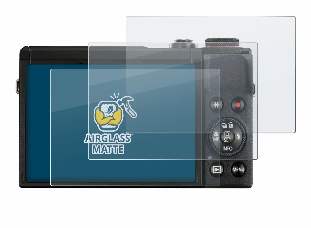Image of the device Canon PowerShot G7 X Mark III with a wide variety of screen protectors.