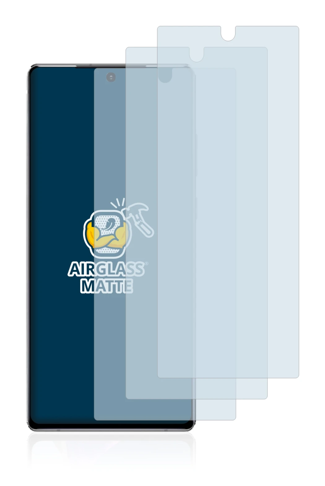 Image of the device Samsung Galaxy Note 20 with a wide variety of screen protectors.