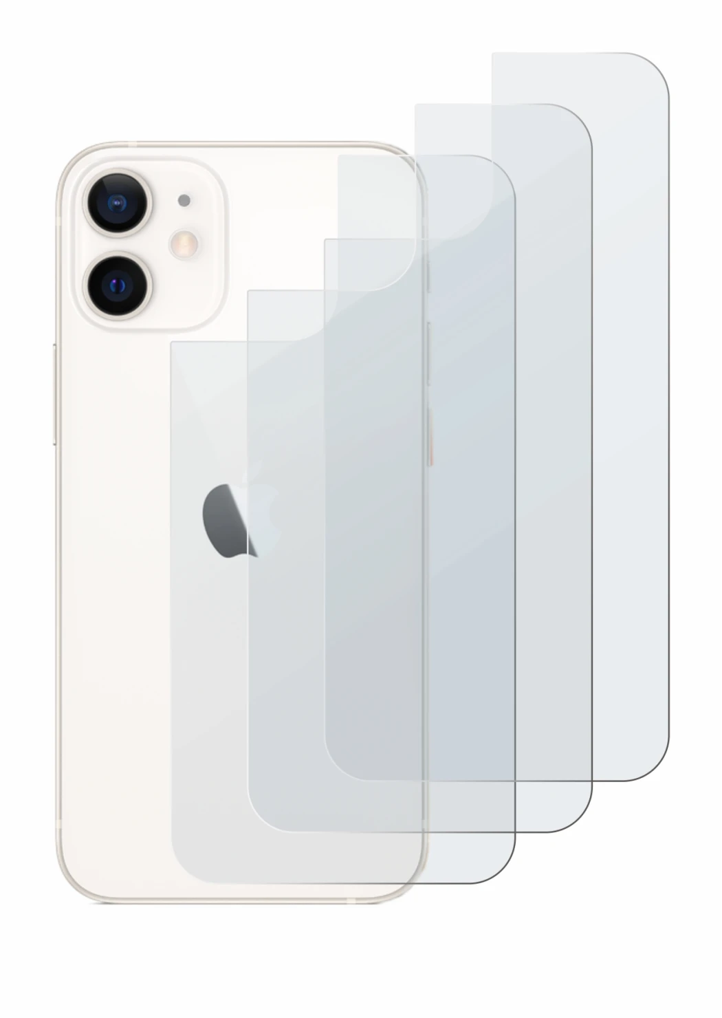 Image of the device Apple iPhone 12 mini (Back) with a wide variety of screen protectors.