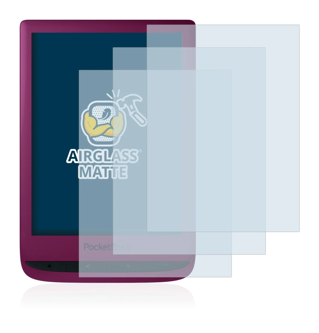 Image of the device PocketBook Touch Lux 5 with a wide variety of screen protectors.