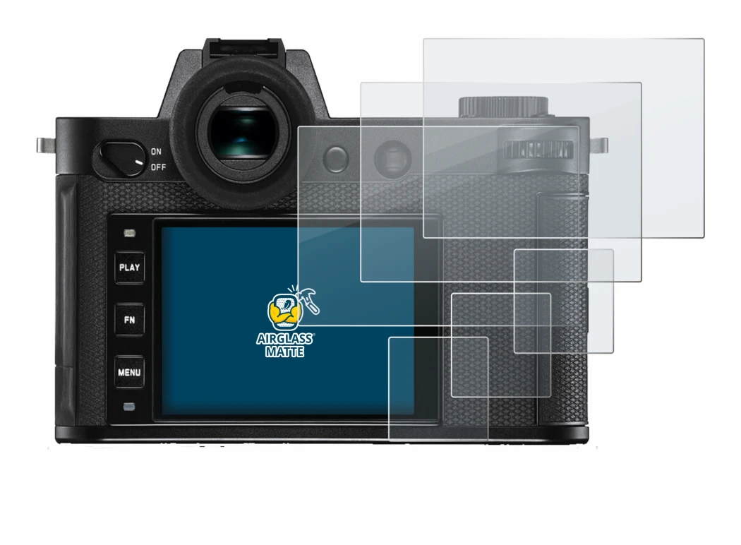 Image of the device Leica SL2-S with a wide variety of screen protectors.
