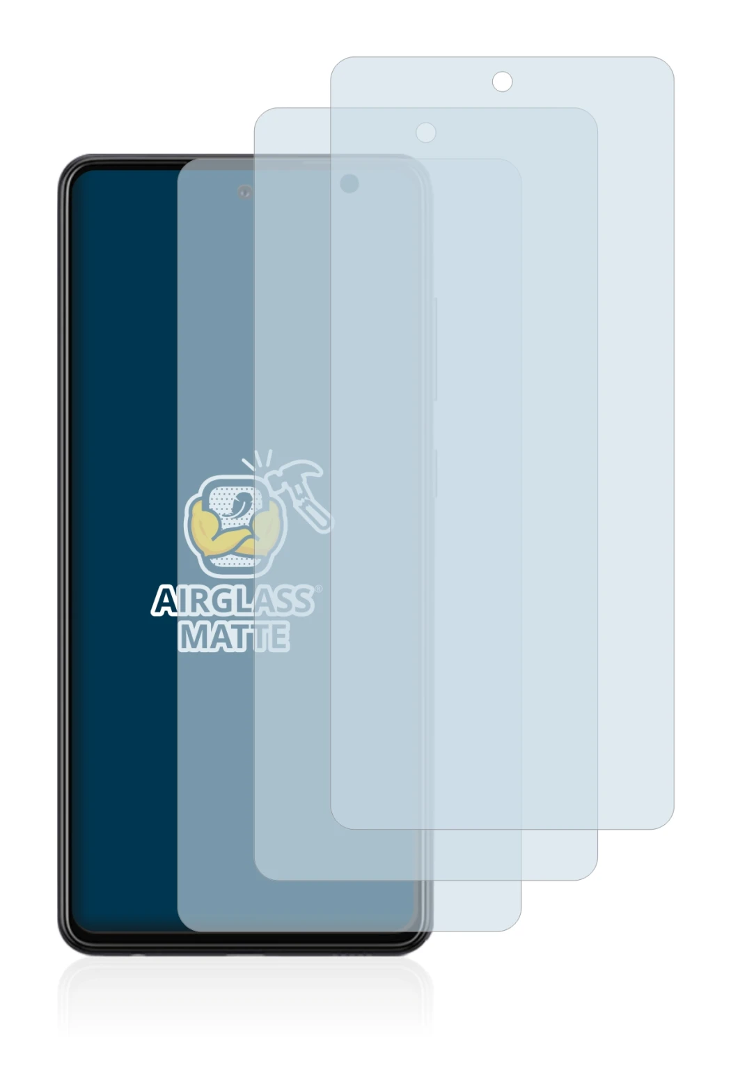 Image of the device Samsung Galaxy A72 with a wide variety of screen protectors.