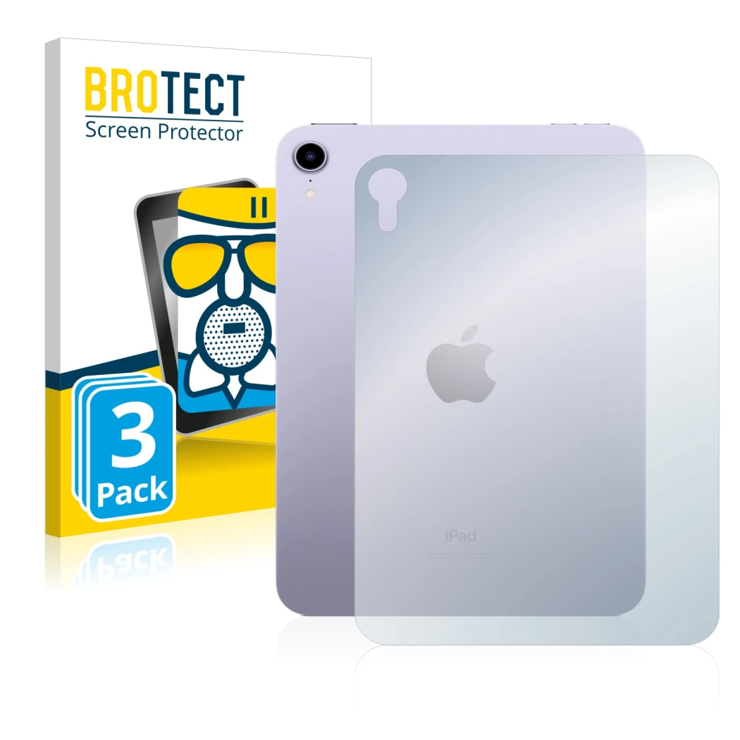 Front side of a product packaging with the brand logo BROTECT. Next to it is the device Apple iPad Mini 6 WiFi 2021 (6. Gen, B