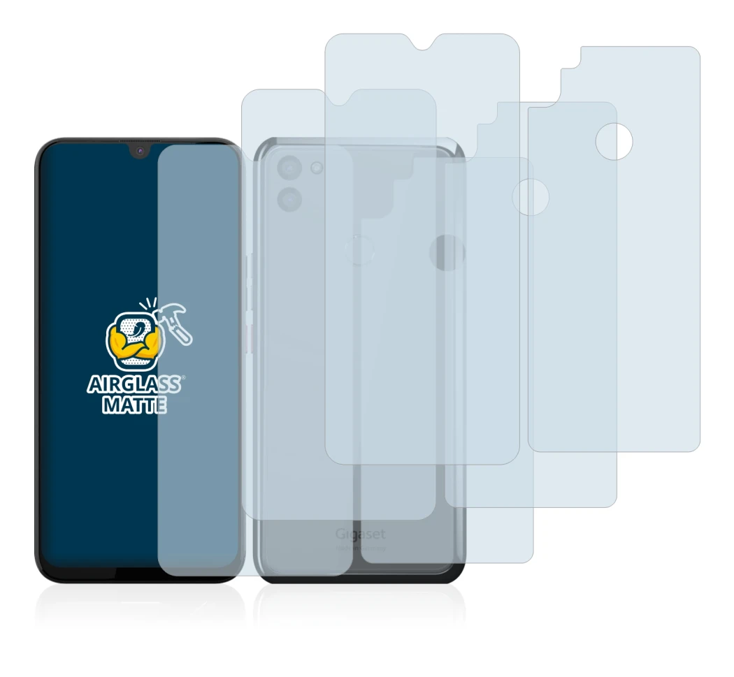 Image of the device Gigaset GS5 (Front+Back) with a wide variety of screen protectors.