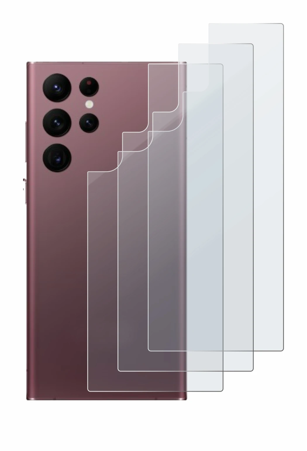 Image of the device Samsung Galaxy S22 Ultra 5G (Back) with a wide variety of screen protectors.