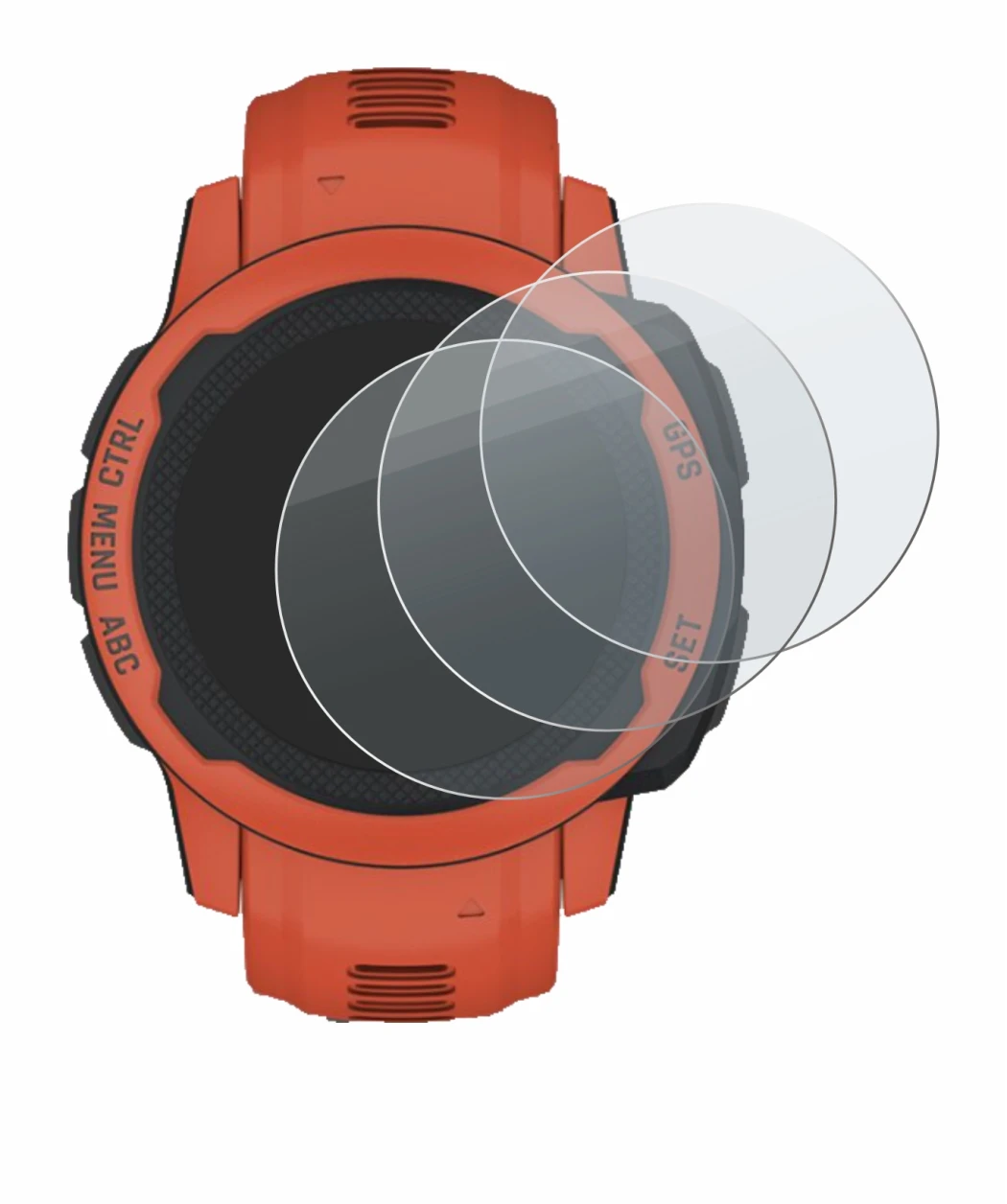 Image of the device Garmin Instinct 2S with a wide variety of screen protectors.