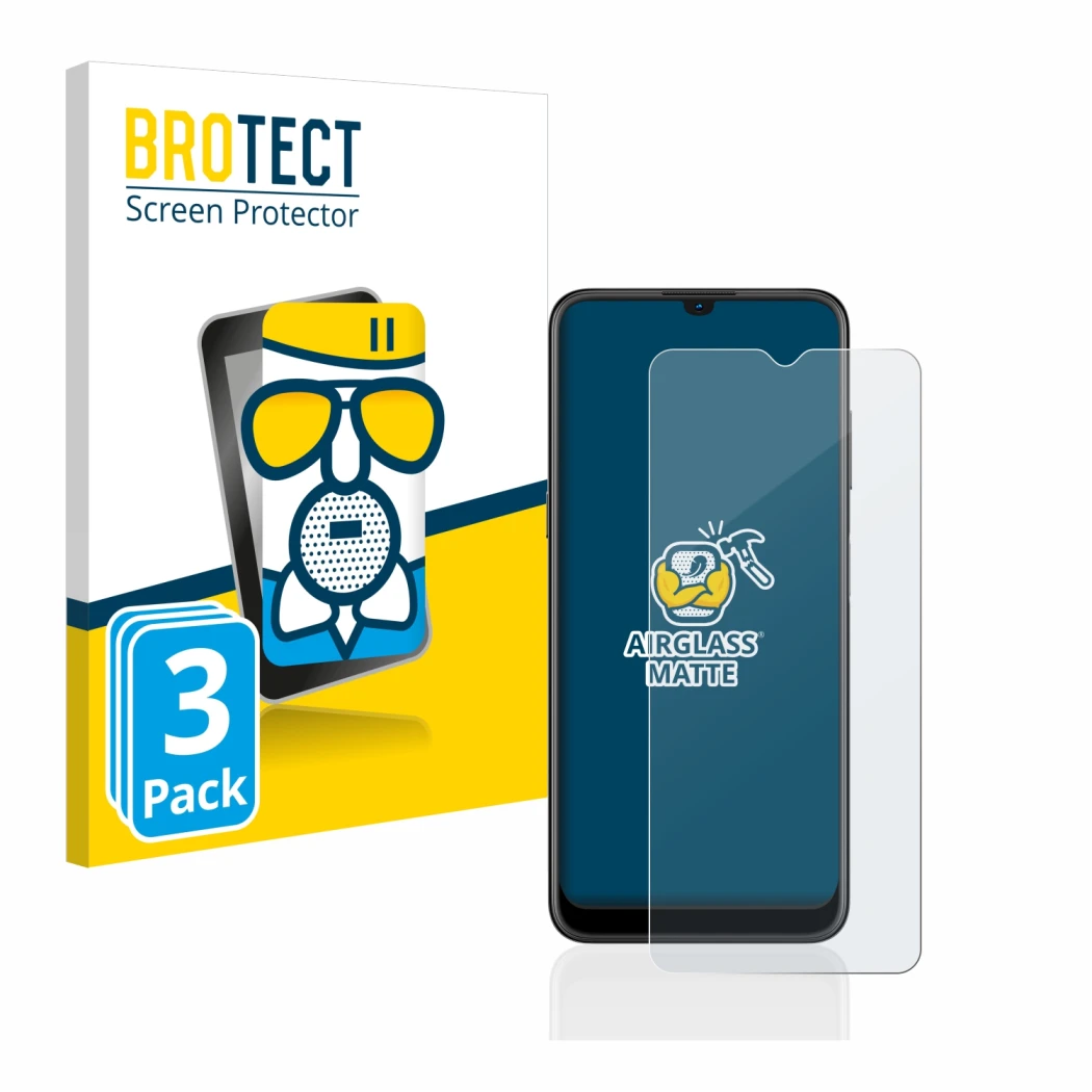Front side of a product packaging with the brand logo BROTECT. Next to it is the device Nokia G21 shown with the corresponding