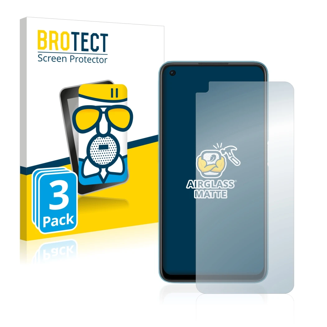 Front side of a product packaging with the brand logo BROTECT. Next to it is the device Oppo A76 shown with the corresponding 