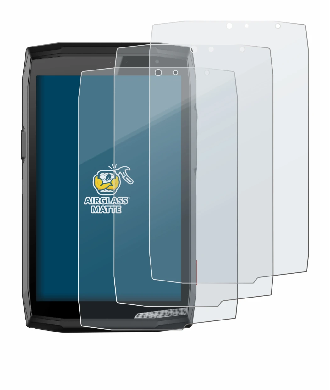 Image of the device Crosscall Core T5 with a wide variety of screen protectors.