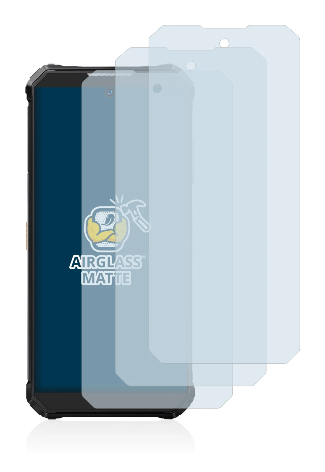 Image of the device Oukitel WP19 with a wide variety of screen protectors.