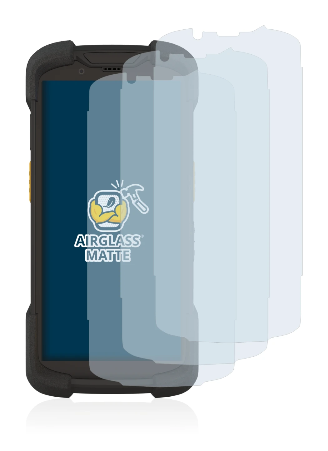 Image of the device Zebra TC73 with a wide variety of screen protectors.