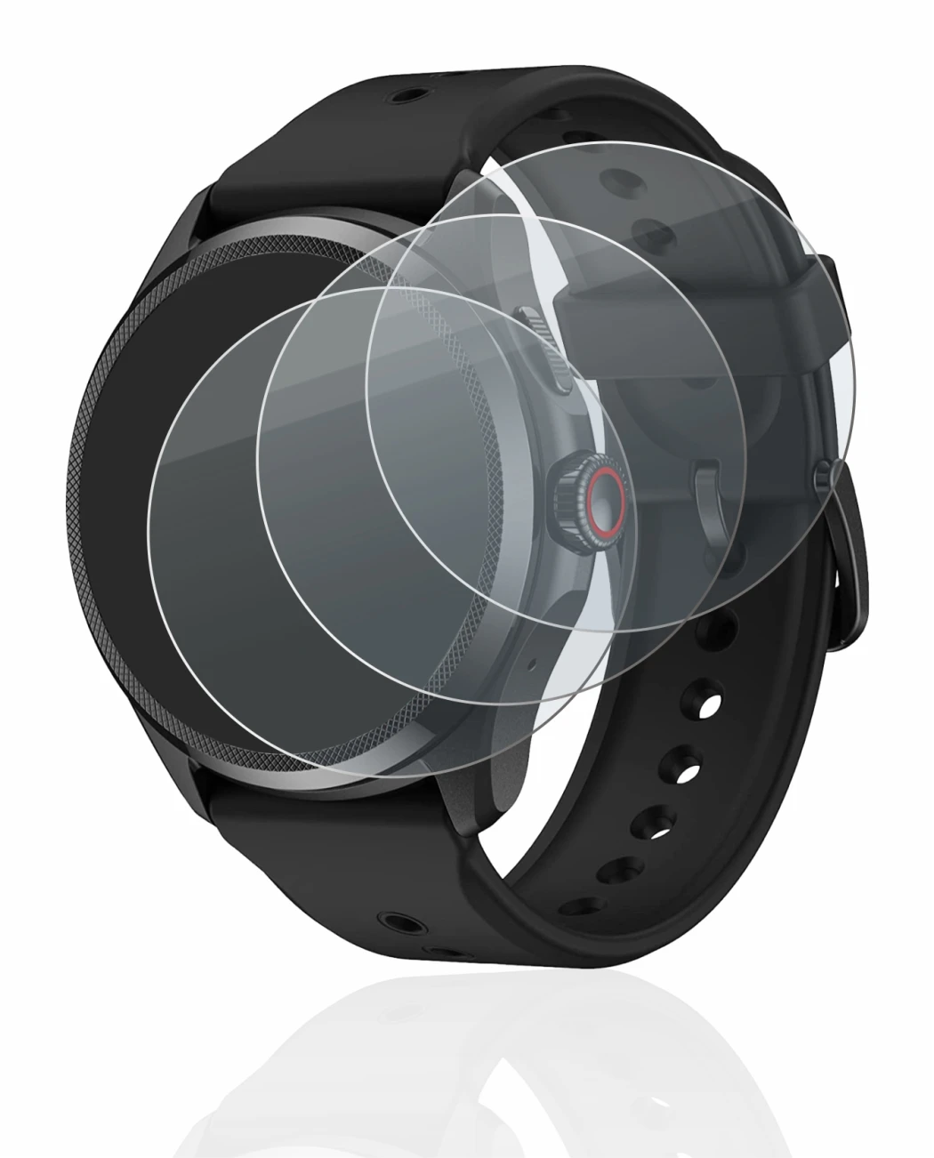 Image of the device Mobvoi TicWatch Pro 5 with a wide variety of screen protectors.