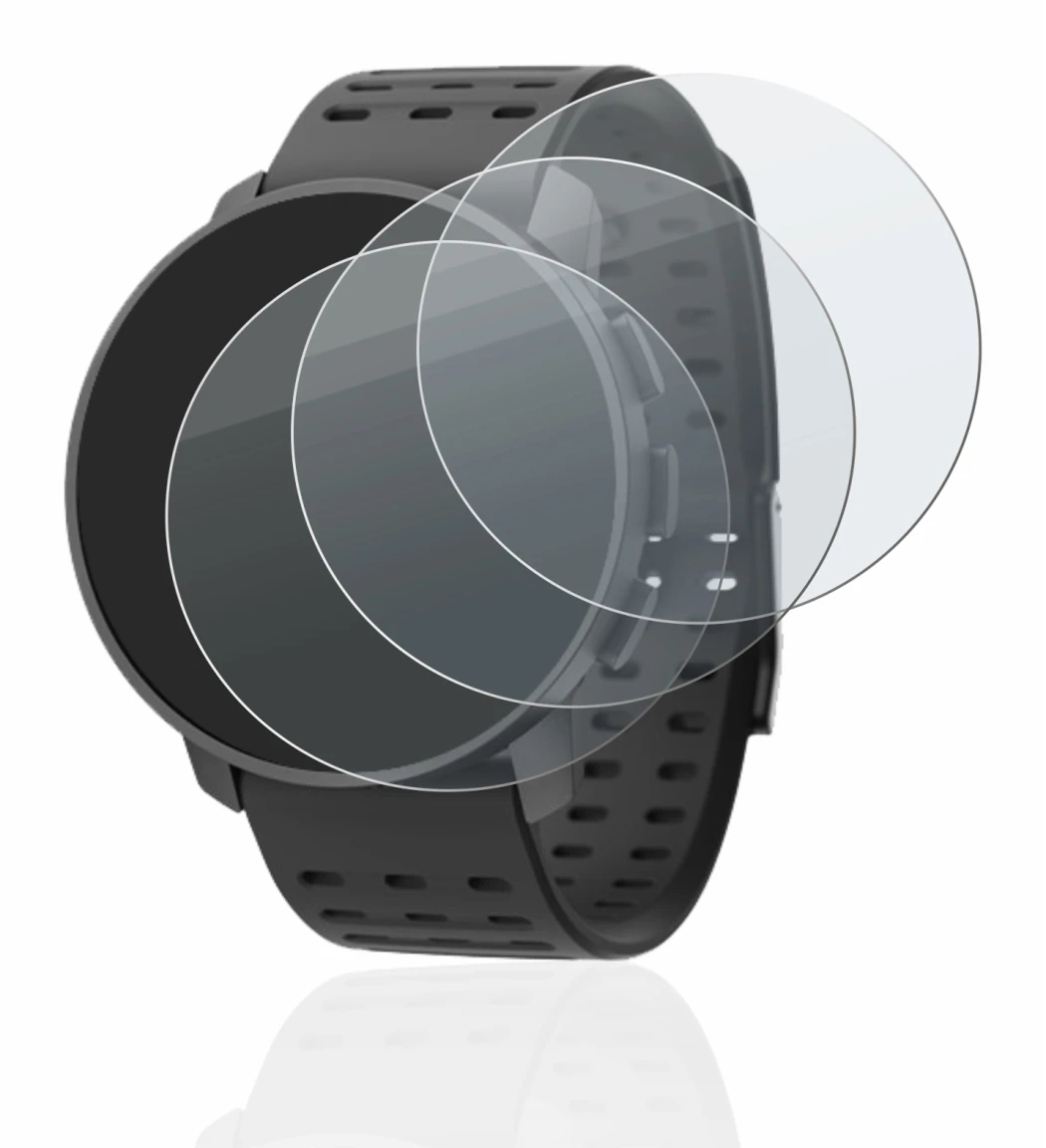 Image of the device Suunto 9 Peak Pro with a wide variety of screen protectors.