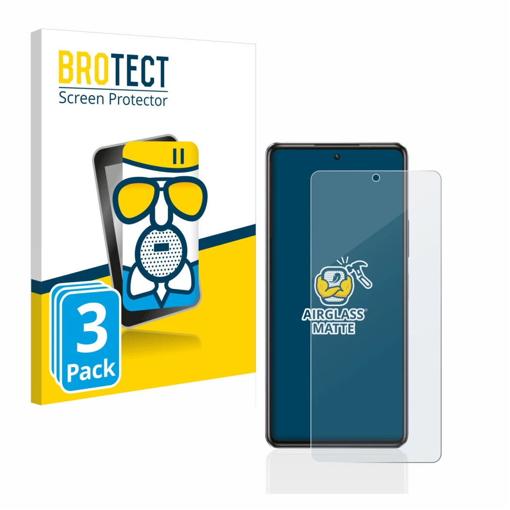 Front side of a product packaging with the brand logo BROTECT. Next to it is the device Infinix Note 30 shown with the corresp