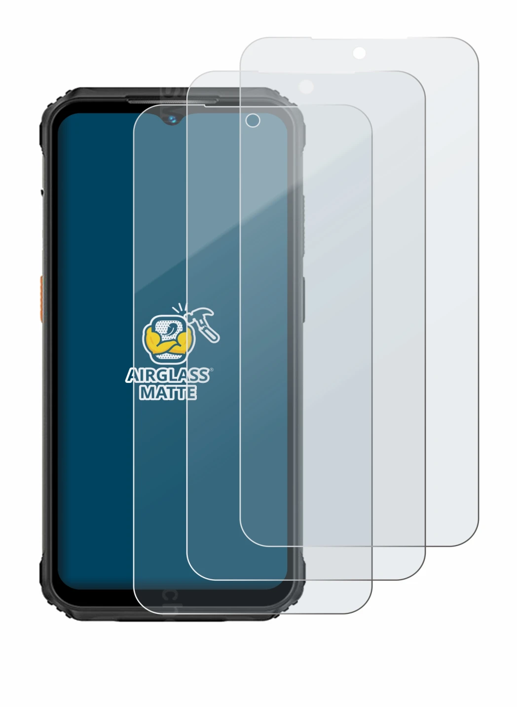 Image of the device Ulefone Armor 21 with a wide variety of screen protectors.